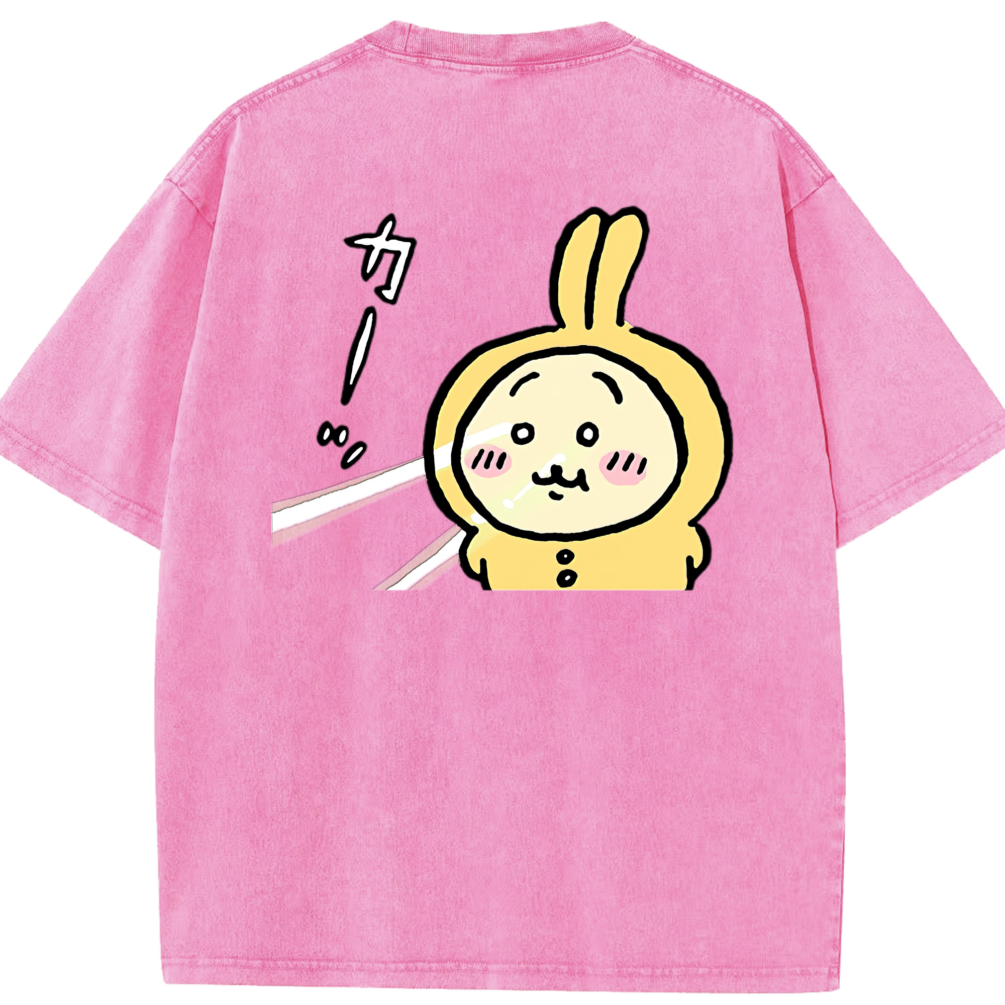 （画像用） ちいかわ うさぎ Chii-kawa usagi 綿100% ヴィンテージ風 半袖Tシャツ（背面プリント）